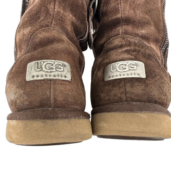 UGG Australia Womens Brown Suede Sheepskin Lined Mid-Calf Boots Size 6 - Picture 4 of 12